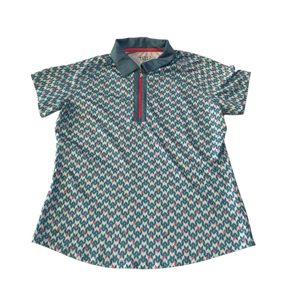 Bette and Court women's medium blue white pink polo golf tennis shirt short